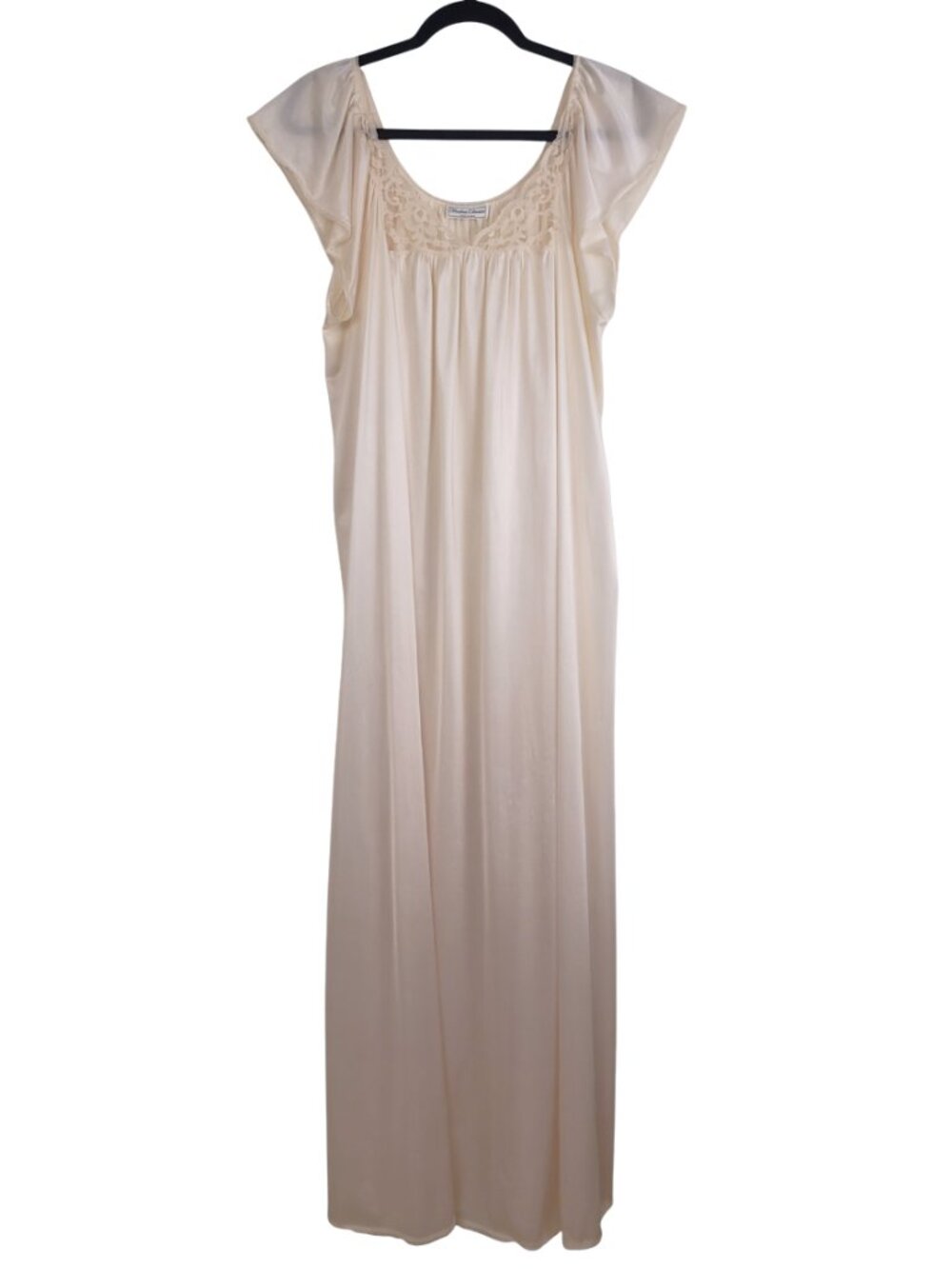 Vintage Ankle Length Satin Nightgown Short Sleeve Pale Pink